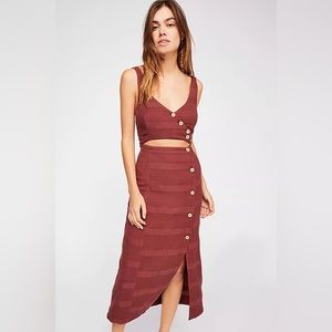 Free People Linen Cut Out Midi Dress